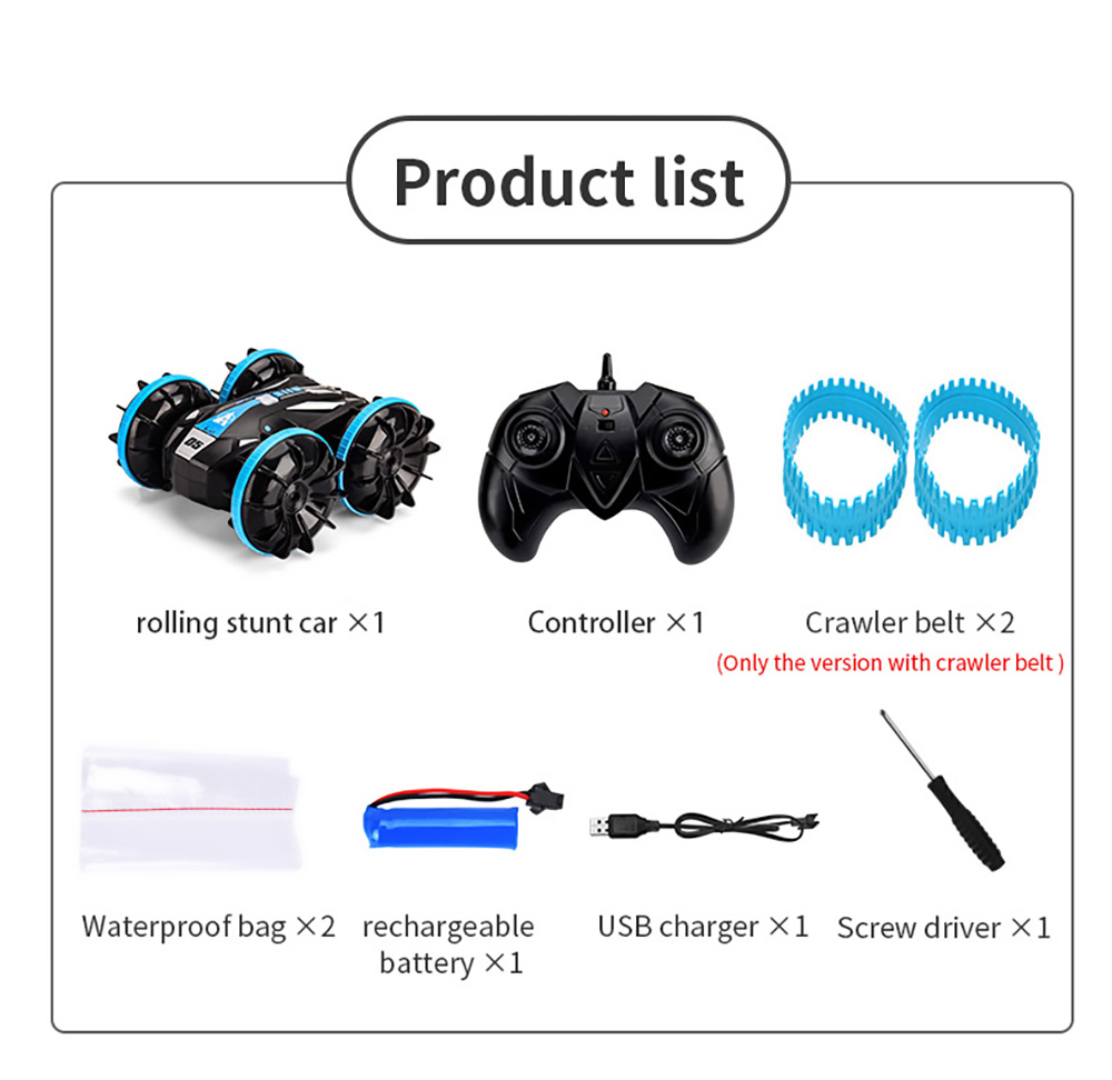 JJRC Q113 1:24 RC Stunt Car 4WD 360 Rotate 2-in-1 Waterproof Water&Land Drift Amphibious Vehicle Models Toy - Blue
