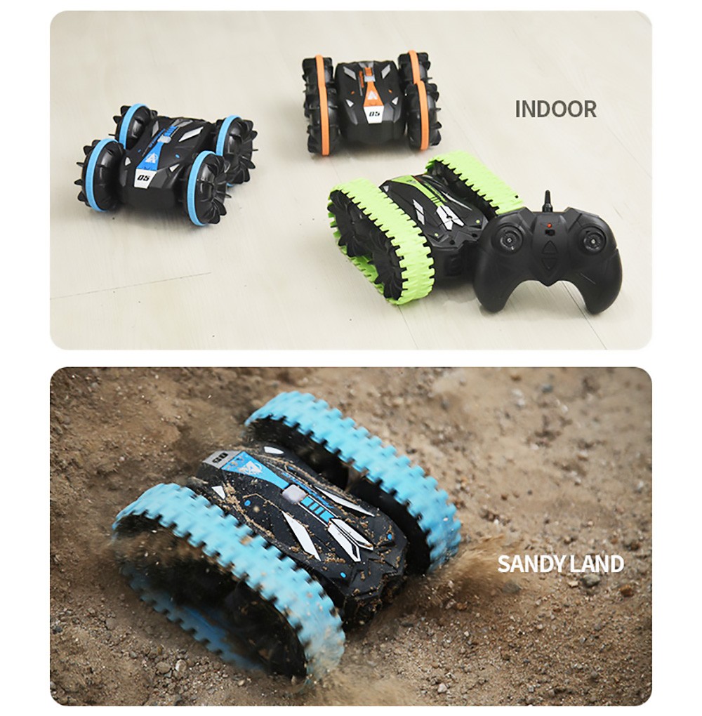 JJRC Q113 1:24 RC Stunt Car 4WD 360 Rotate 2-in-1 Waterproof Water&Land Drift Amphibious Vehicle Models Toy - Blue