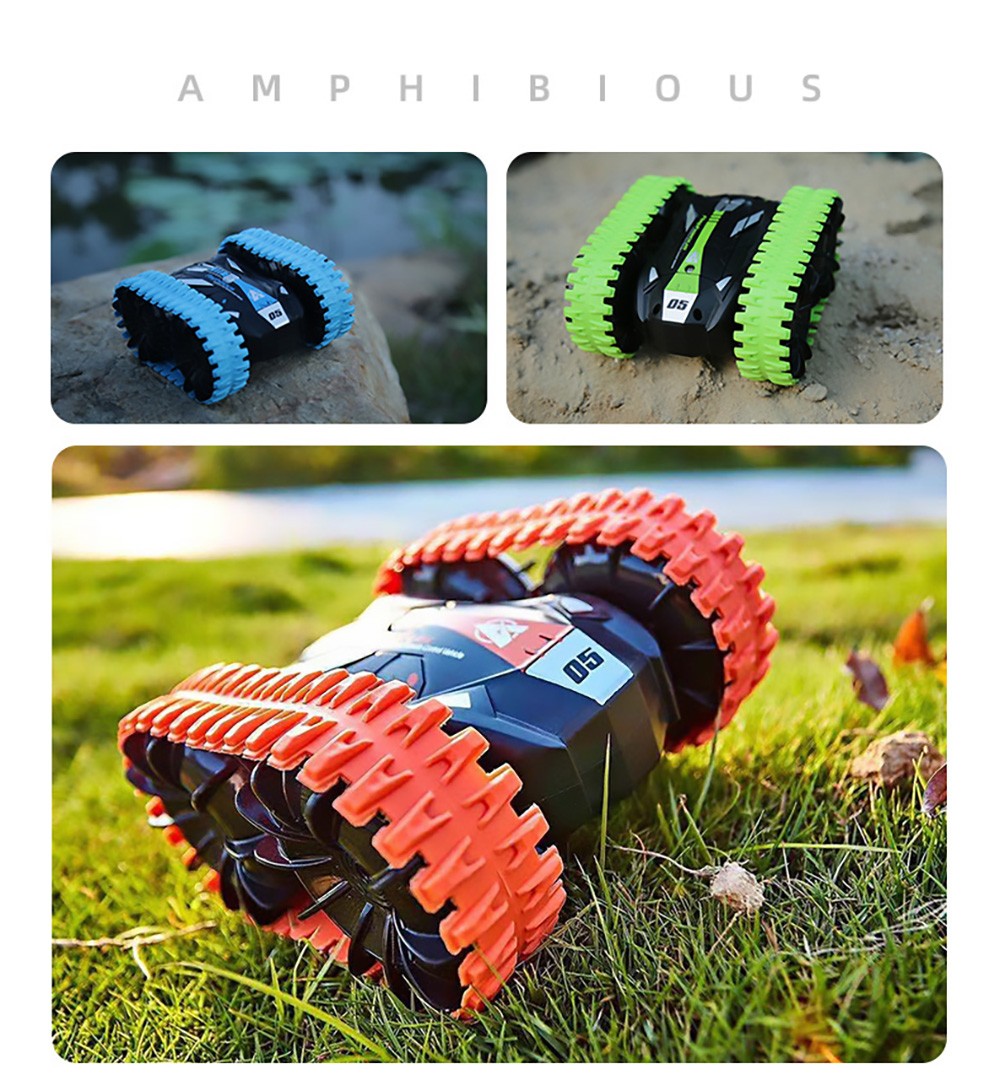 JJRC Q113 1:24 RC Stunt Car 4WD 360 Rotate 2-in-1 Waterproof Water&Land Drift Amphibious Vehicle Models Toy - Green