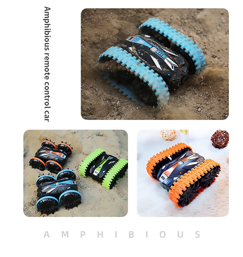 JJRC Q113 1:24 RC Stunt Car 4WD 360 Rotate 2-in-1 Waterproof Water&Land Drift Amphibious Vehicle Models Toy - Green