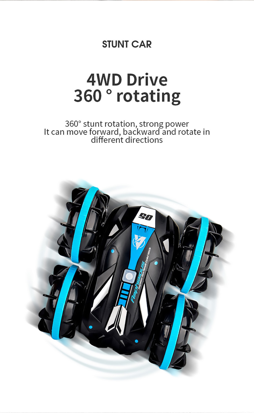 JJRC Q113 1:24 RC Stunt Car 4WD 360 Rotate 2-in-1 Waterproof Water&Land Drift Amphibious Vehicle Models Toy - Green