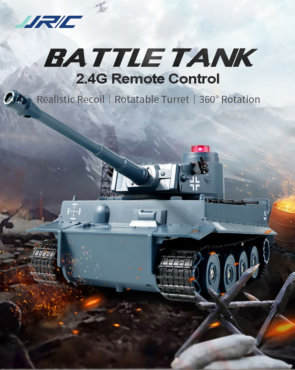 JJRC Q85 RC Tank Model 2.4G Remote Control Programmable Crawler Tank Military Tank 1/30 RC Car Toy for Boys-Navy Blue