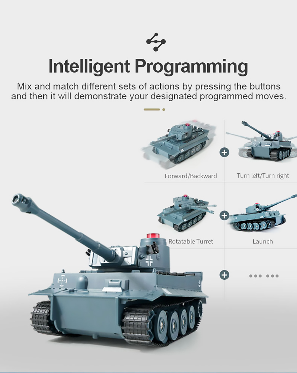 JJRC Q85 RC Tank Model 2.4G Remote Control Programmable Crawler Tank Military Tank 1/30 RC Car Toy for Boys-Navy Blue