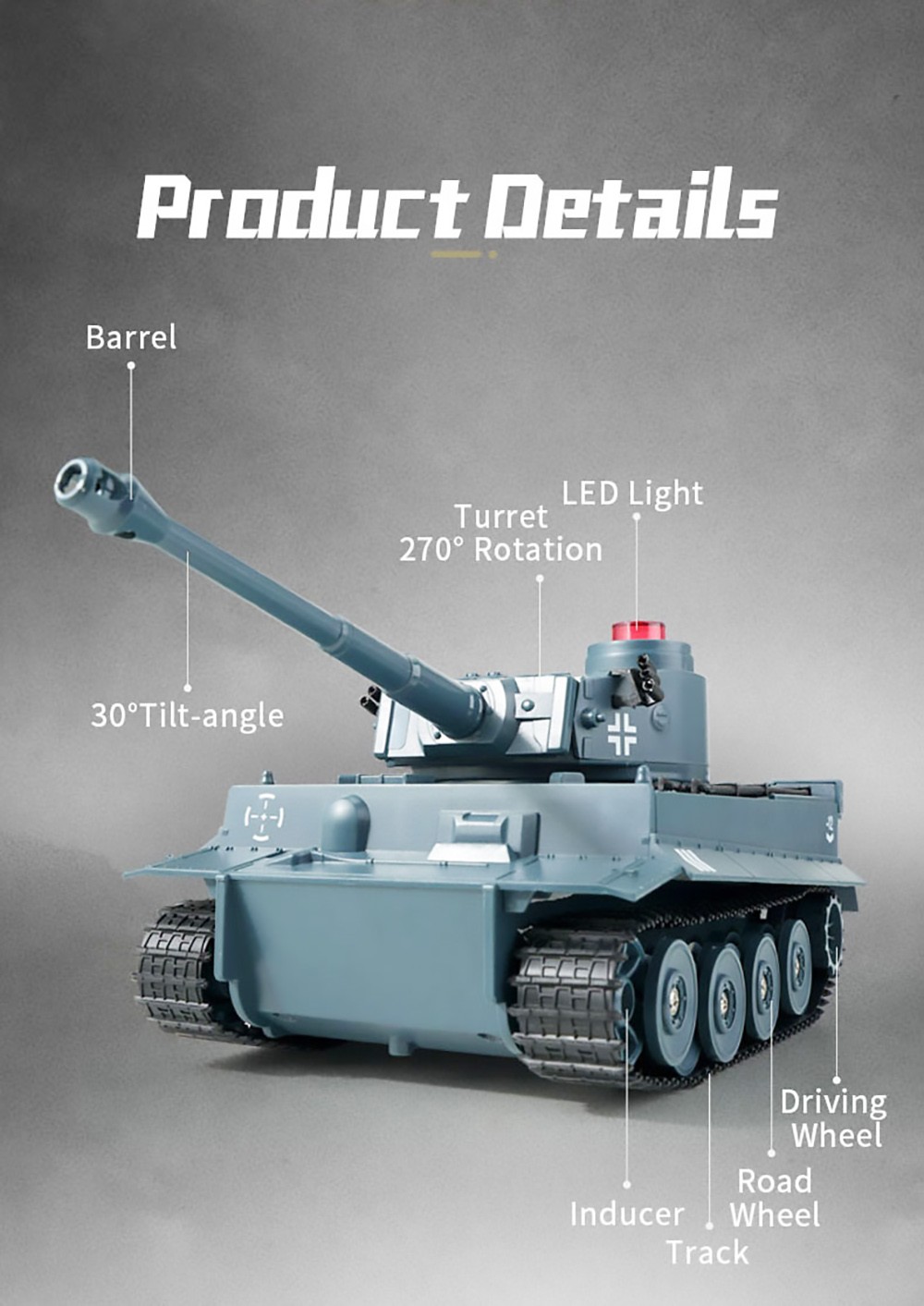 JJRC Q85 RC Tank Model 2.4G Remote Control Programmable Crawler Tank Military Tank 1/30 RC Car Toy for Boys-Navy Blue