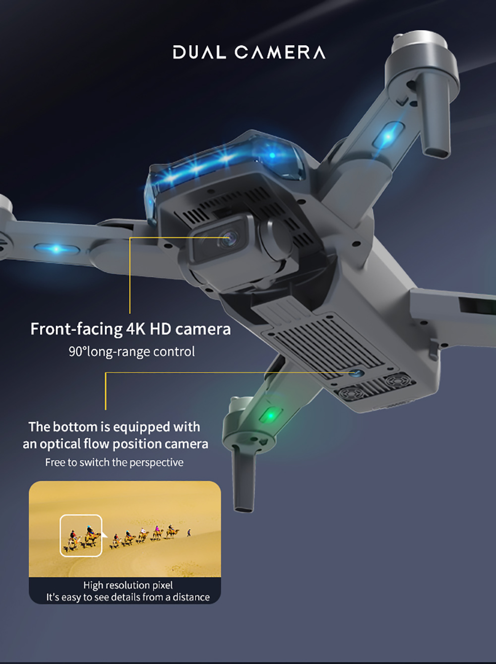 JJRC X21 RC Drone GPS 5G WiFi FPV with Real 4K HD ESC Camera Quadcopter RTF with Obstacle Avoider 2 Batteries - Black
