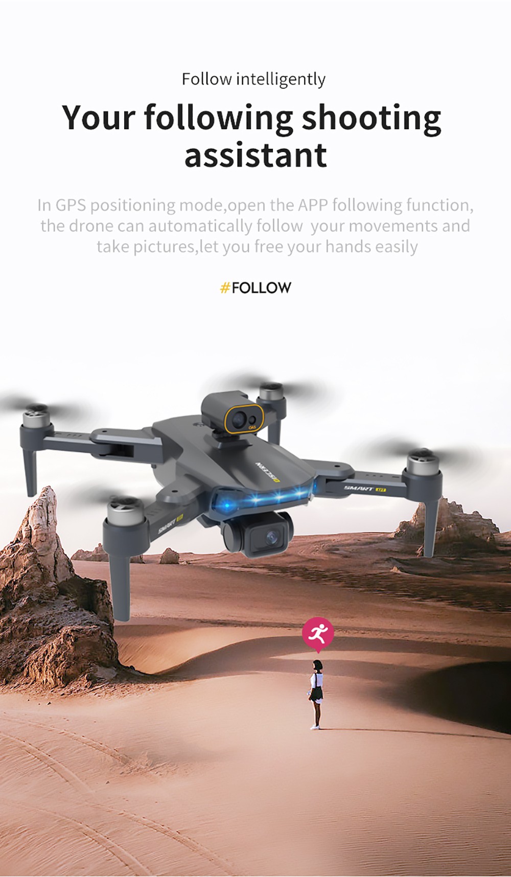 JJRC X21 RC Drone GPS 5G WiFi FPV with Real 4K HD ESC Camera Quadcopter RTF with Obstacle Avoider 2 Batteries - Black