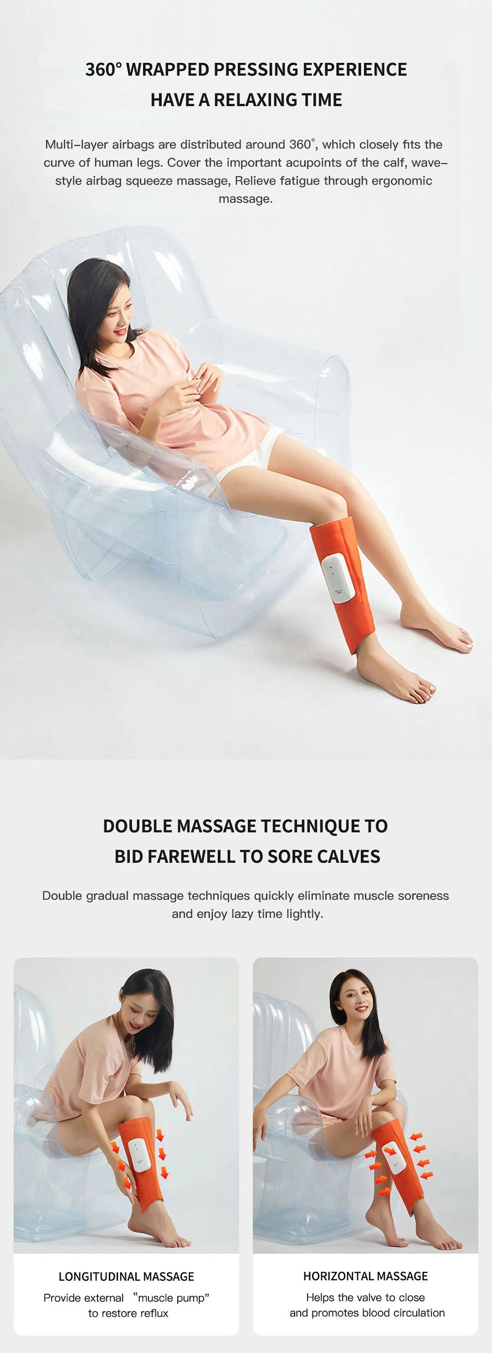 KULAX Graphene Leg Massager Airbag Wave Smart Hot Compress Temperature Control Legs Muscle Relaxation