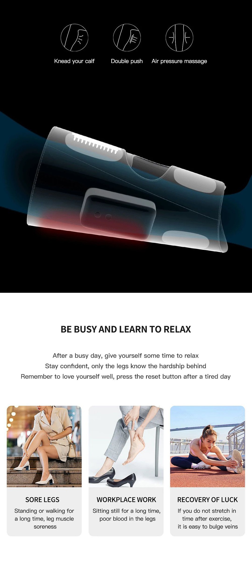 KULAX Graphene Leg Massager Airbag Wave Smart Hot Compress Temperature Control Legs Muscle Relaxation