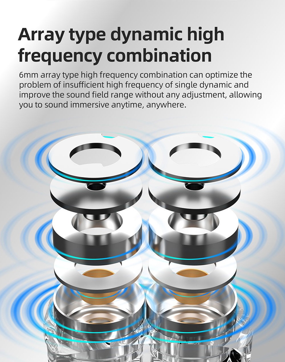 KZ DQ6S Metal Wired Earphones In-Ear Noice Cancelling Sport HiFi with Mic - Pink