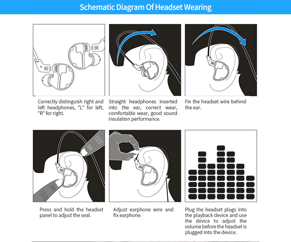 KZ ZS10 Wired Earphone 4BA+1DD Hybrid Technology In-ear HiFi Bass Game Headset - with Mic Blue
