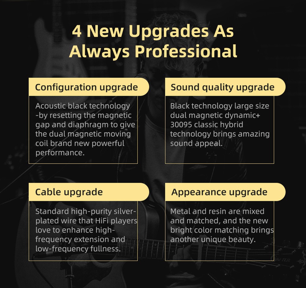 KZ ZSN Pro X Metal Earphones 1BA+1DD Hybrid technology HiFi Bass Earbuds with Mic- Golden