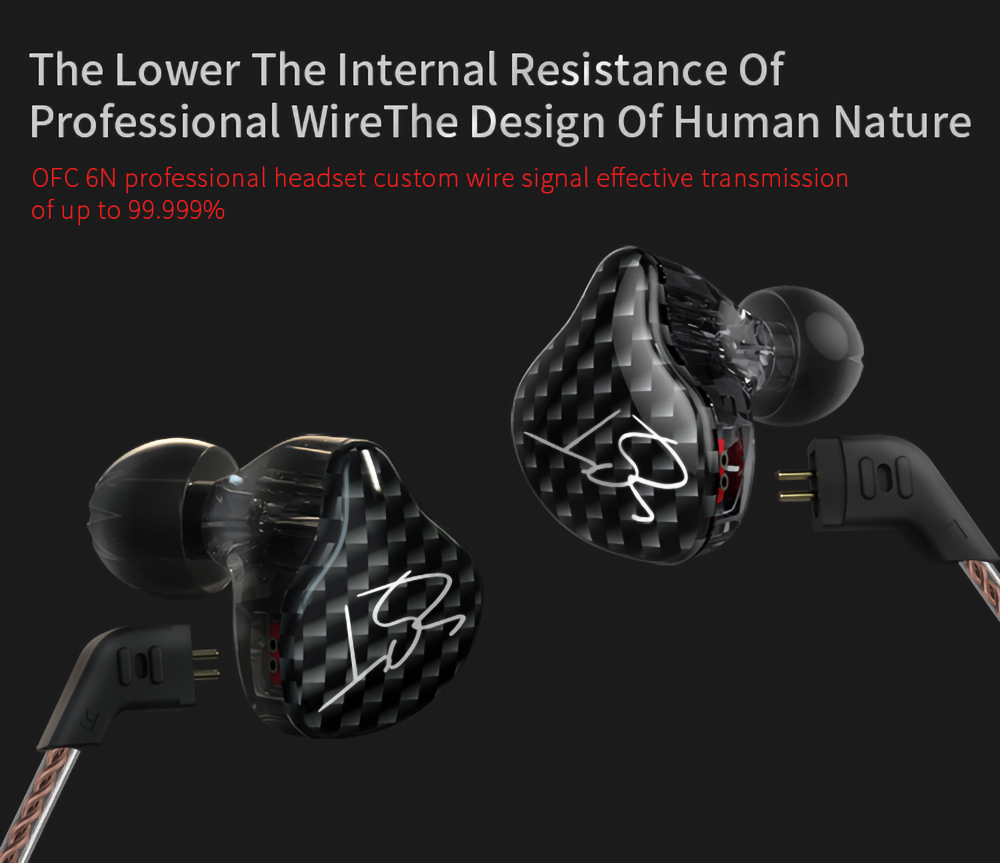 KZ ZST Wired Earphone Hybrid Technology In-ear Sport Bass Noise Cancelling Headset with Mic- Black