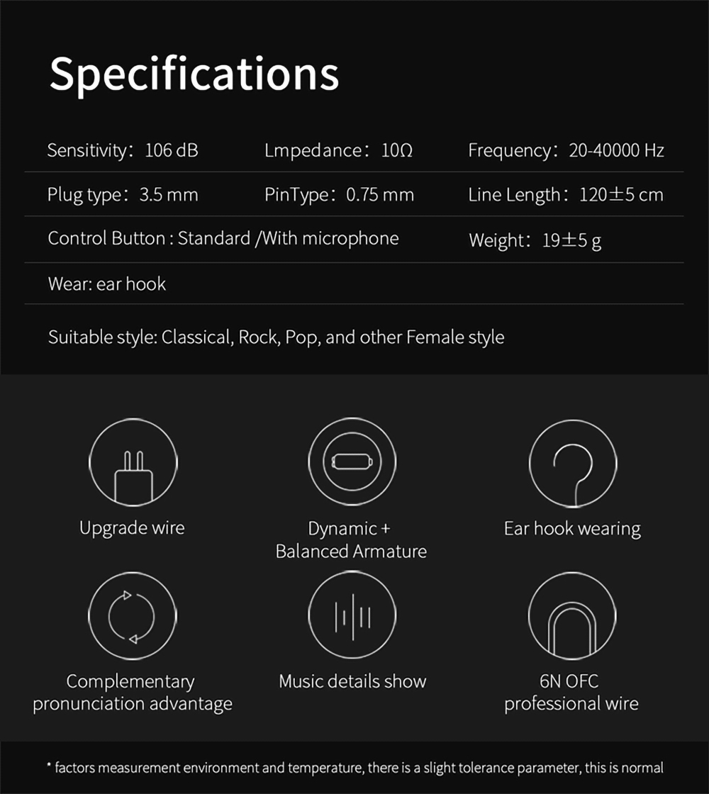 KZ ZST Wired Earphone Hybrid Technology In-ear Sport Bass Noise Cancelling Headset with Mic- Black