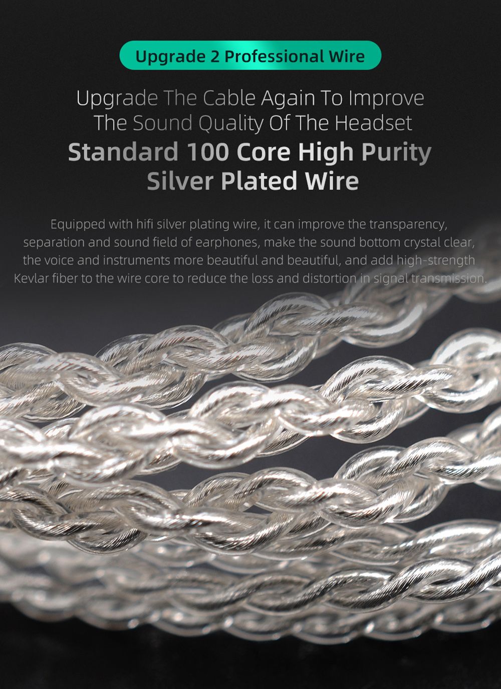 KZ ZST X Hybrid Unit In-Ear Earphones with Silver-plated Cable with Mic - Cyan