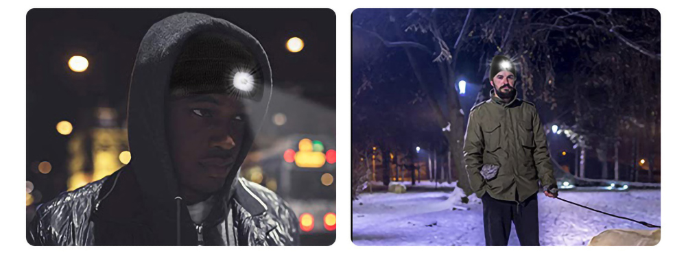 Knit Cap with LED Lamp Autumn and Winter Warm Lighting for Outdoor Night Running Cycling