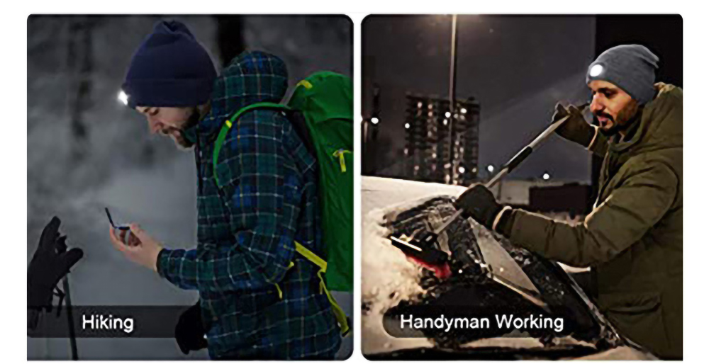 Knit Cap with LED Lamp Autumn and Winter Warm Lighting for Outdoor Night Running Cycling