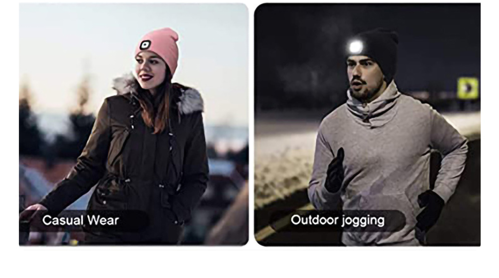 Knit Cap with LED Lamp Autumn and Winter Warm Lighting for Outdoor Night Running Cycling