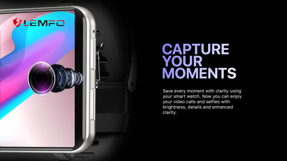 LEMFO LEM T 4G 2.86 Inch Screen Smartwatch Android 7.1 3GB 32GB 5MP Camera 480*640 Resolution 2700mAh - Black