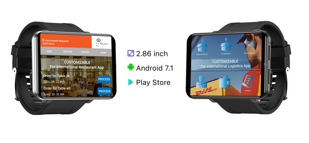 LEMFO LEM T 4G 2.86 Inch Screen Smartwatch Android 7.1 3GB 32GB 5MP Camera 480*640 Resolution 2700mAh - Black