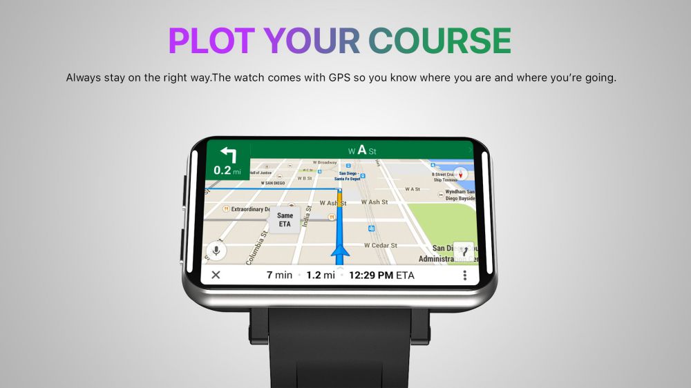 LEMFO LEM T 4G 2.86 Inch Screen Smartwatch Android 7.1 3GB 32GB 5MP Camera 480*640 Resolution 2700mAh - Black