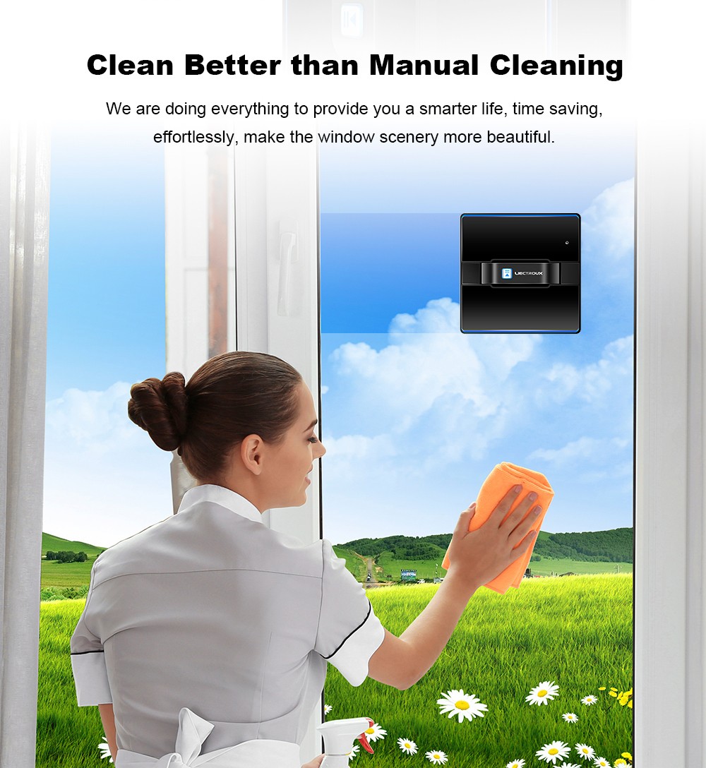 LIECTROUX 1080 Robot Window Vacuum Cleaner Laser Sensor with App Antifall Auto Glass Mop Home Floor Windows Wall Cleanin