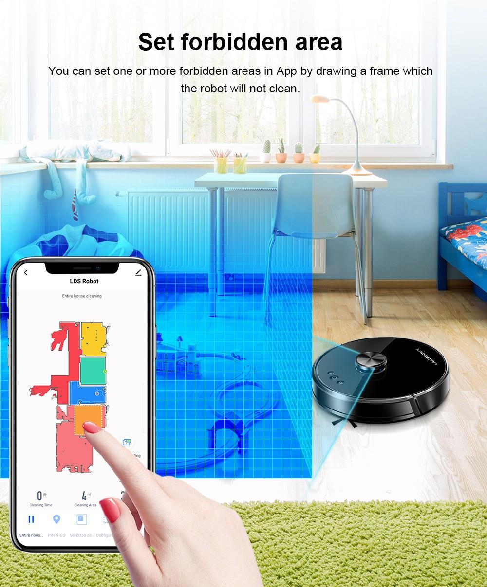 LIECTROUX XR500 6500Pa Robot Vacuum Cleaner LDS Laser Navigation Sweeping Mopping Y-Shape Wet Mopping APP Control