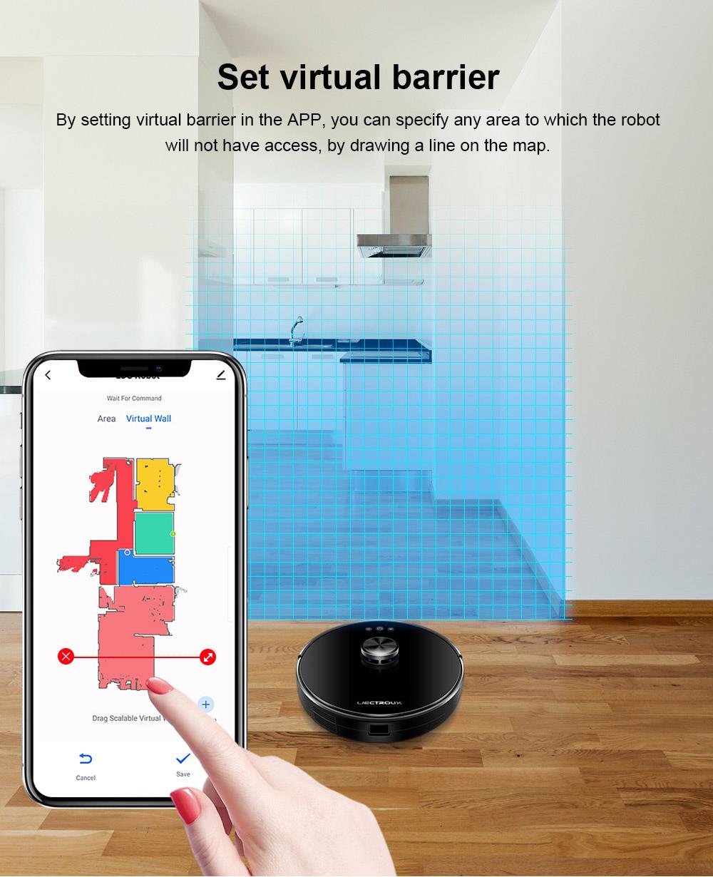LIECTROUX XR500 6500Pa Robot Vacuum Cleaner LDS Laser Navigation Sweeping Mopping Y-Shape Wet Mopping APP Control