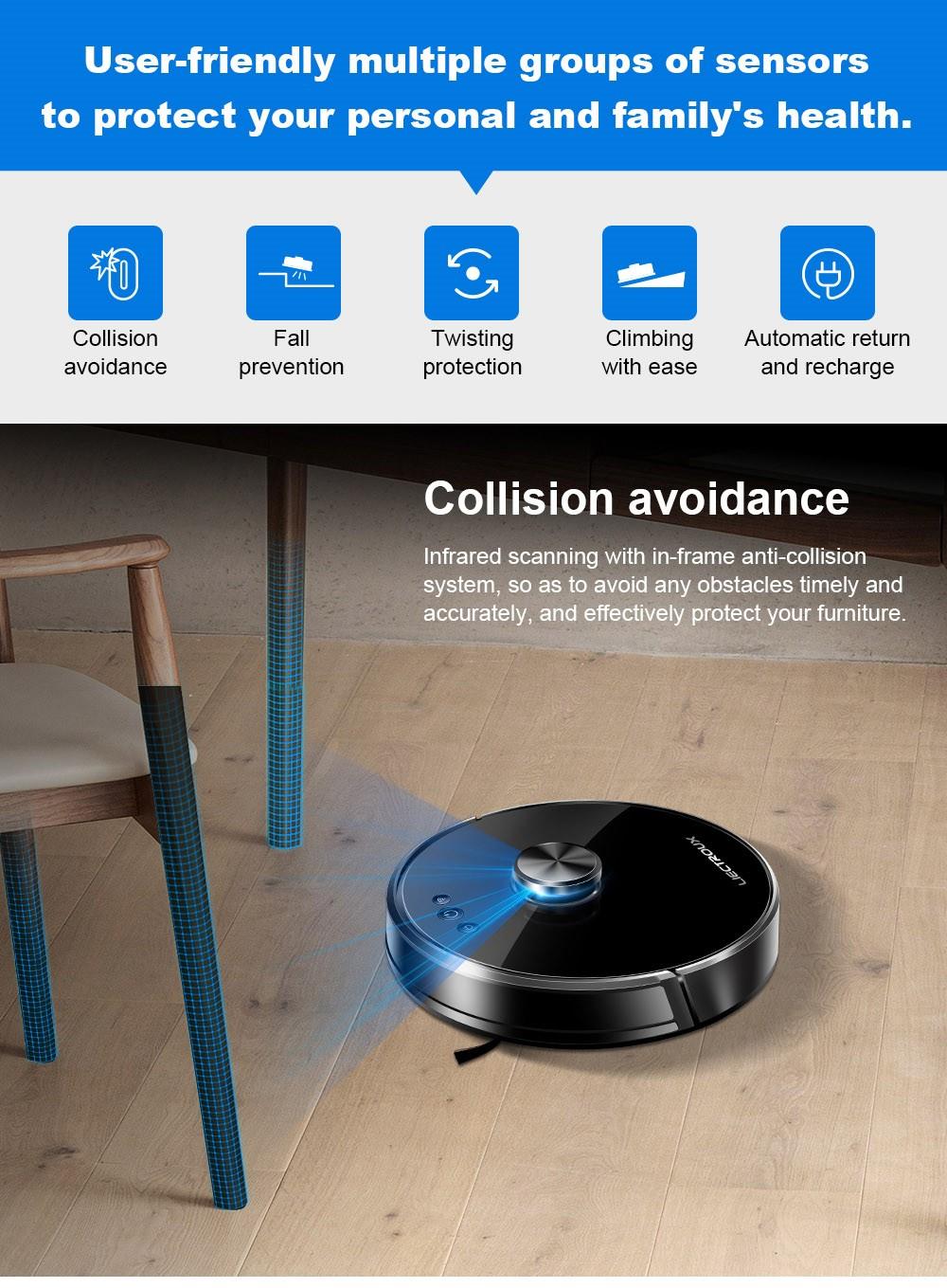 LIECTROUX XR500 6500Pa Robot Vacuum Cleaner LDS Laser Navigation Sweeping Mopping Y-Shape Wet Mopping APP Control