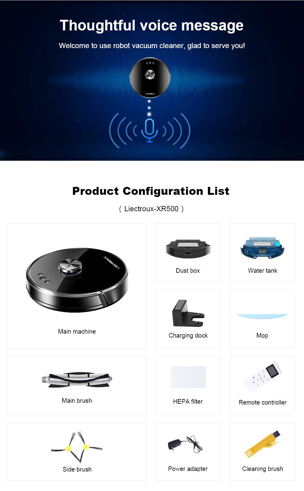 LIECTROUX XR500 6500Pa Robot Vacuum Cleaner LDS Laser Navigation Sweeping Mopping Y-Shape Wet Mopping APP Control