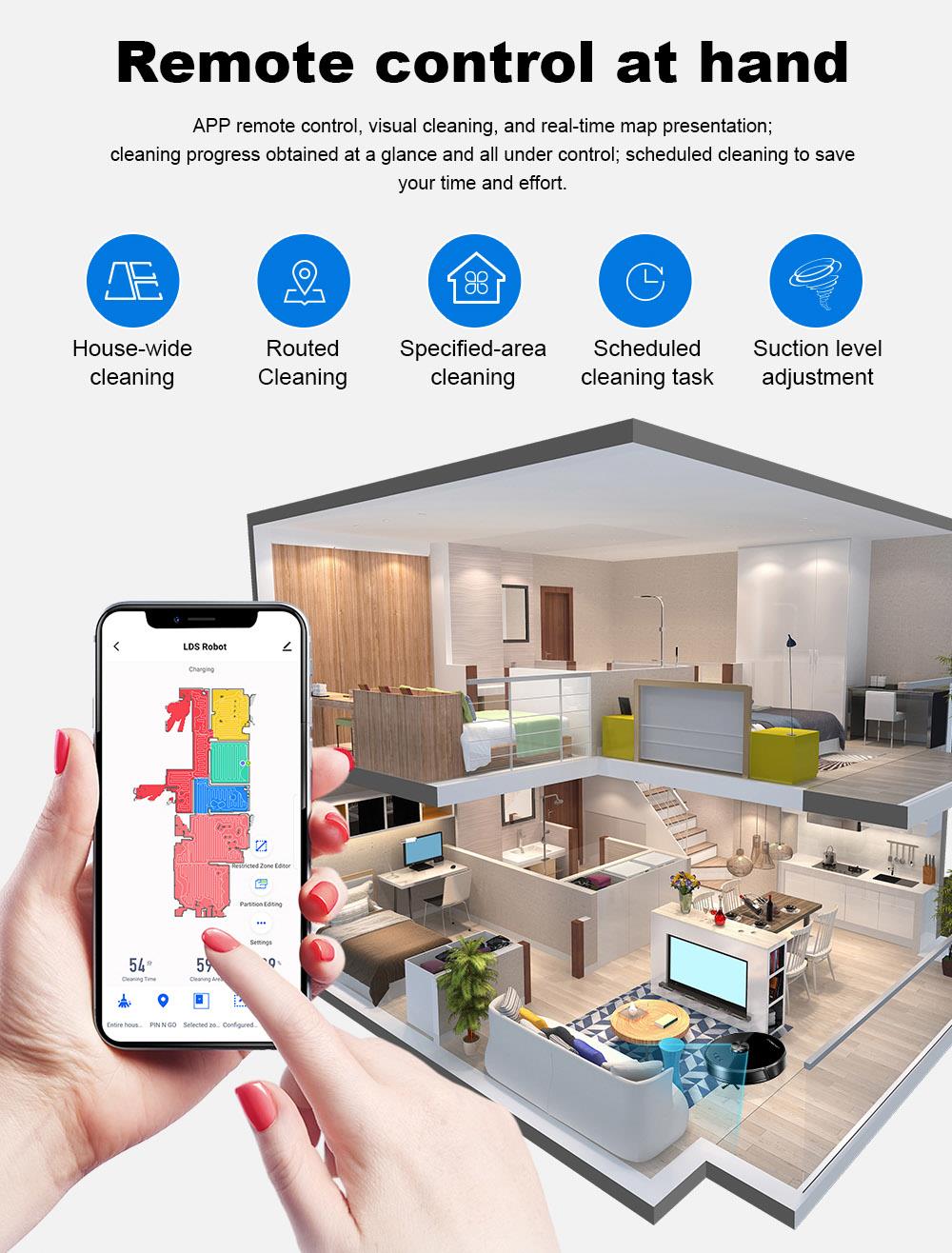 LIECTROUX XR500 6500Pa Robot Vacuum Cleaner LDS Laser Navigation Sweeping Mopping Y-Shape Wet Mopping APP Control