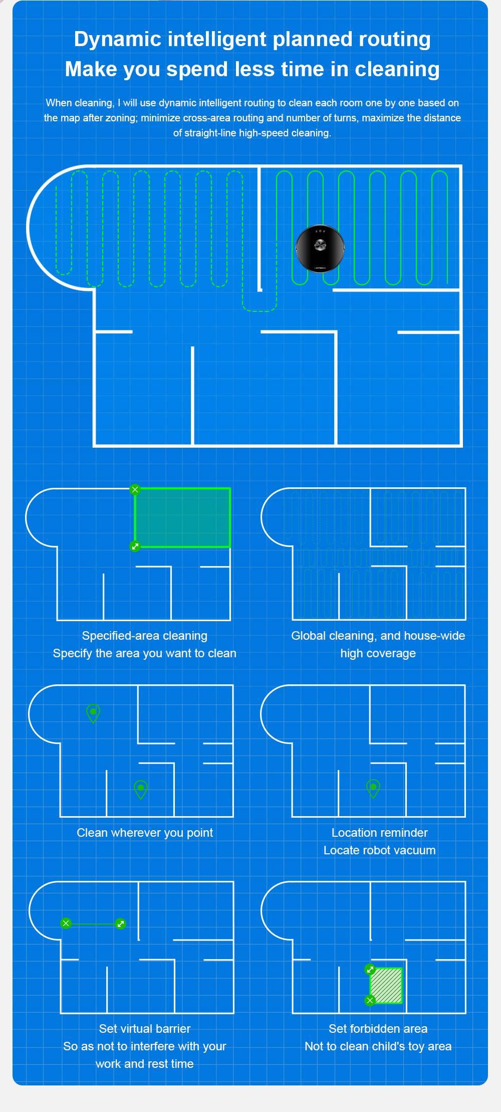 LIECTROUX XR500 6500Pa Robot Vacuum Cleaner LDS Laser Navigation Sweeping Mopping Y-Shape Wet Mopping APP Control