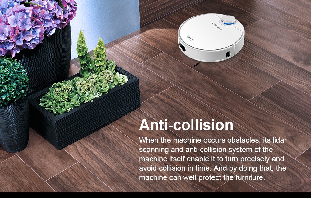 LIECTROUX ZK901 Robot Vacuum Cleaner 3 In 1 Vacuuming Sweeping and Mopping Laser Navigation 6500Pa Suction 5000mAh Battery Voice Control Breakpoint Resume Clean & Mapping APP Control - White
