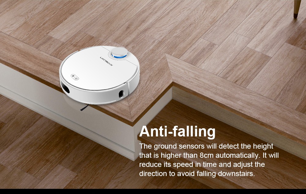 LIECTROUX ZK901 Robot Vacuum Cleaner 3 In 1 Vacuuming Sweeping and Mopping Laser Navigation 6500Pa Suction 5000mAh Battery Voice Control Breakpoint Resume Clean & Mapping APP Control - White