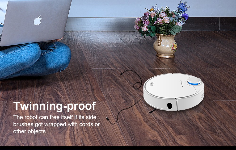 LIECTROUX ZK901 Robot Vacuum Cleaner 3 In 1 Vacuuming Sweeping and Mopping Laser Navigation 6500Pa Suction 5000mAh Battery Voice Control Breakpoint Resume Clean & Mapping APP Control - White