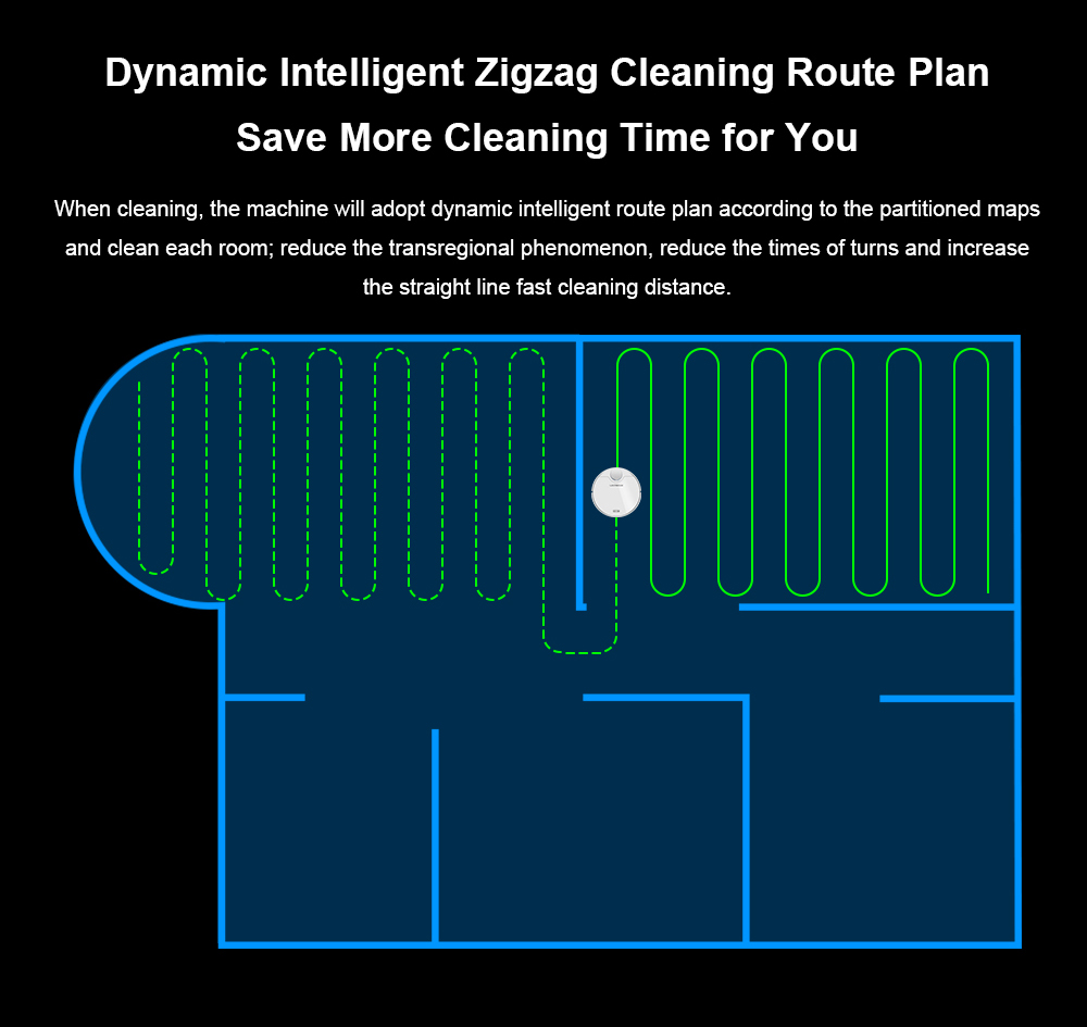LIECTROUX ZK901 Robot Vacuum Cleaner 3 In 1 Vacuuming Sweeping and Mopping Laser Navigation 6500Pa Suction 5000mAh Battery Voice Control Breakpoint Resume Clean & Mapping APP Control - White