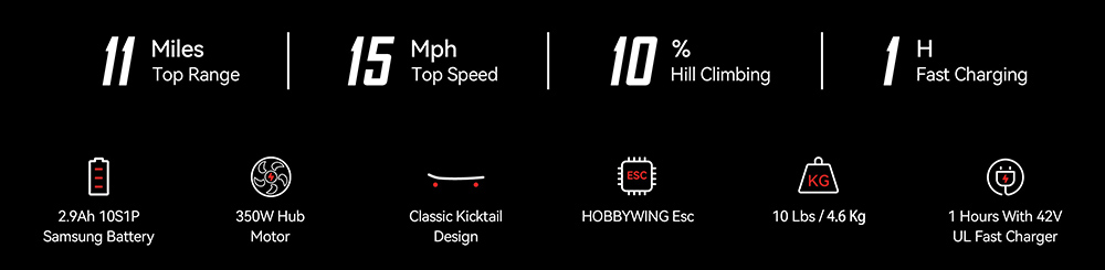 Maxfind Max One Electric Skateboard for Kid 350W Motor Max Speed 25km/h Max Range 18km