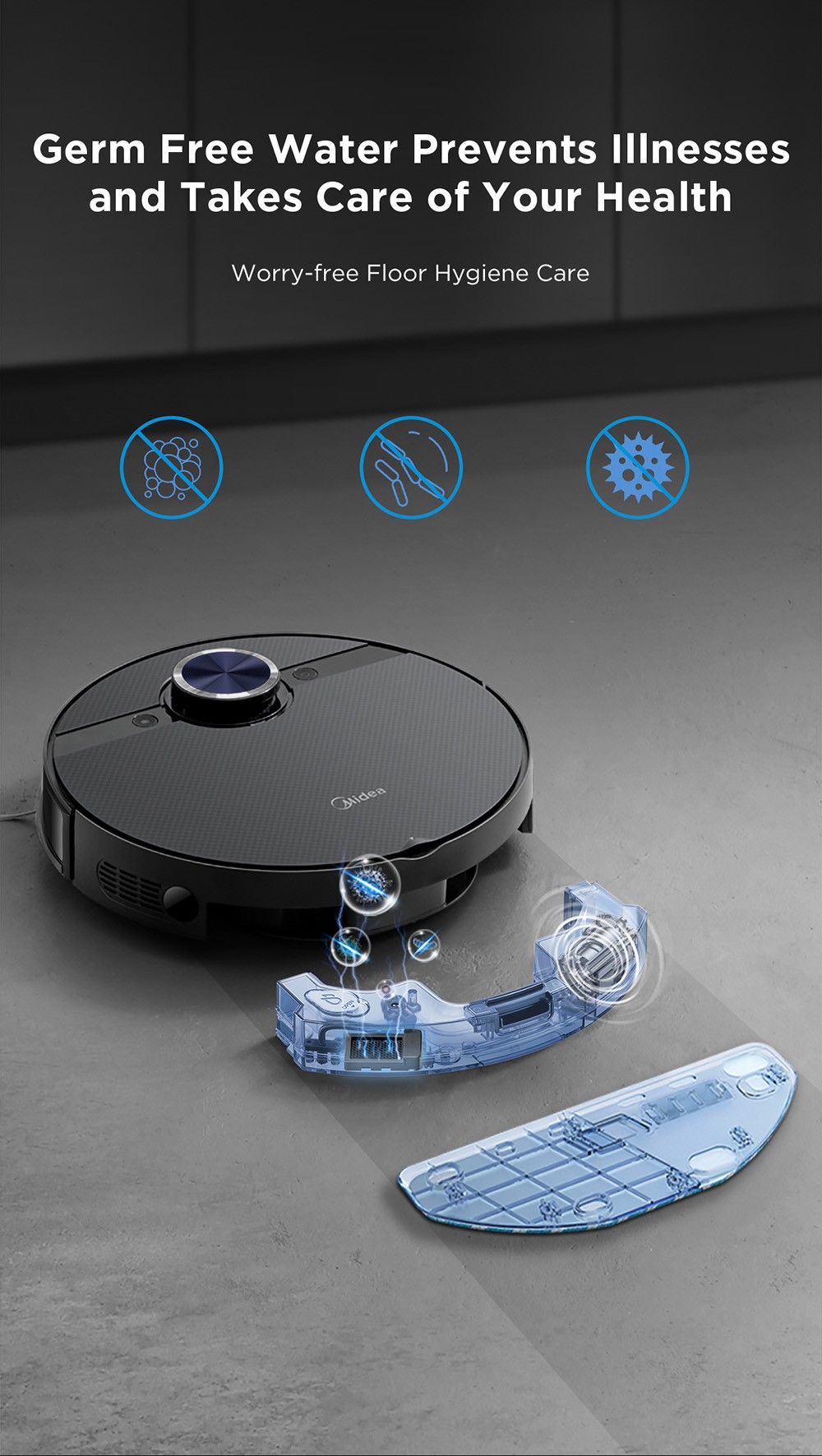 Midea S8+ Robot Vacuum Cleaner Electrolysis Disinfection Vibration Mopping Smart Vacuum Cleaner Dust Collect Station
