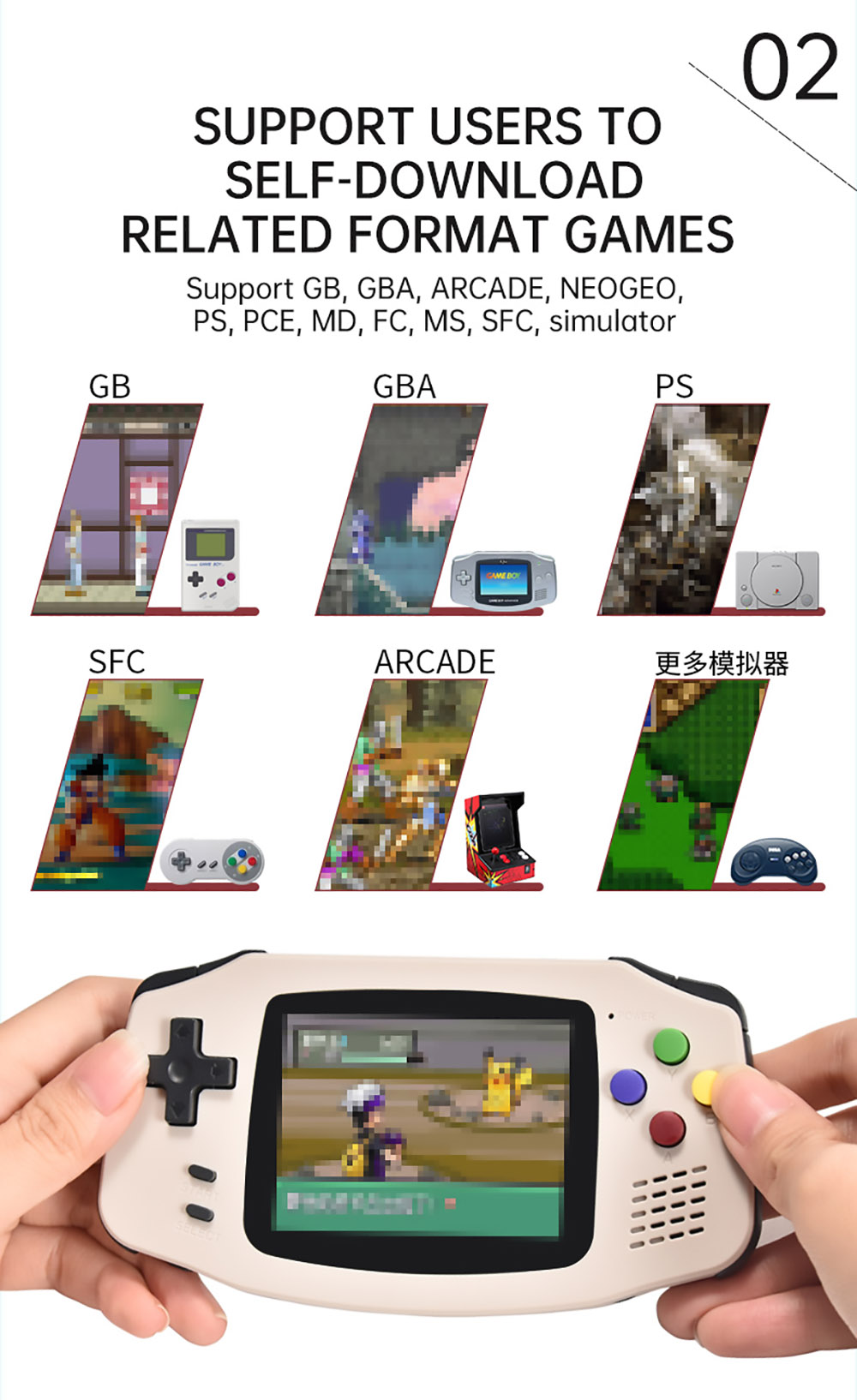 Powkiddy A30 Retro Handheld Game Console 2.8 Inch IPS HD Screen 1200mA 32GB Built-In 4000 Games Supports Adding ROM Red