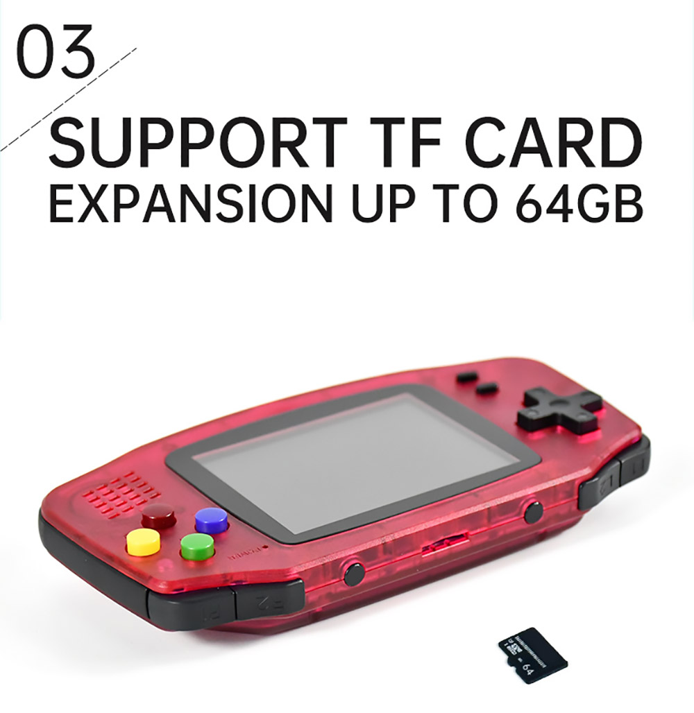 Powkiddy A30 Retro Handheld Game Console 2.8 Inch IPS HD Screen 1200mA 32GB Built-In 4000 Games Supports Adding ROM Red