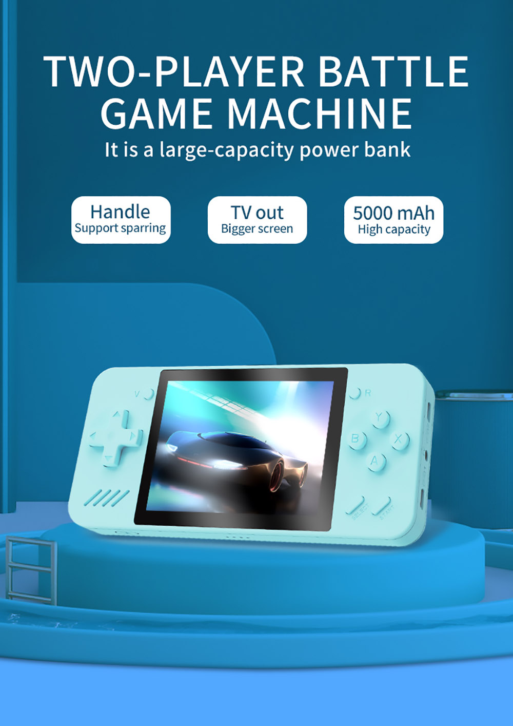 POWKIDDY Q35 Handheld Game Console 5000mAh Mobile Power Supply 3.5 inch IPS Screen Double Controllers Black