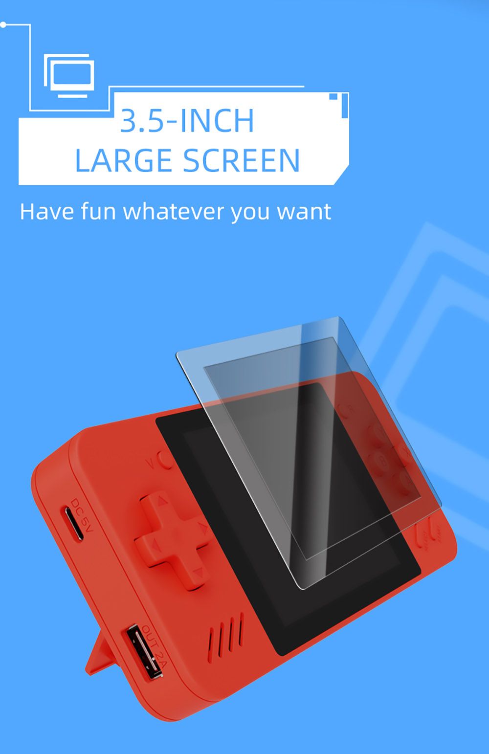 POWKIDDY Q35 Handheld Game Console 5000mAh Mobile Power Supply 3.5 inch IPS Screen Double Controllers Black