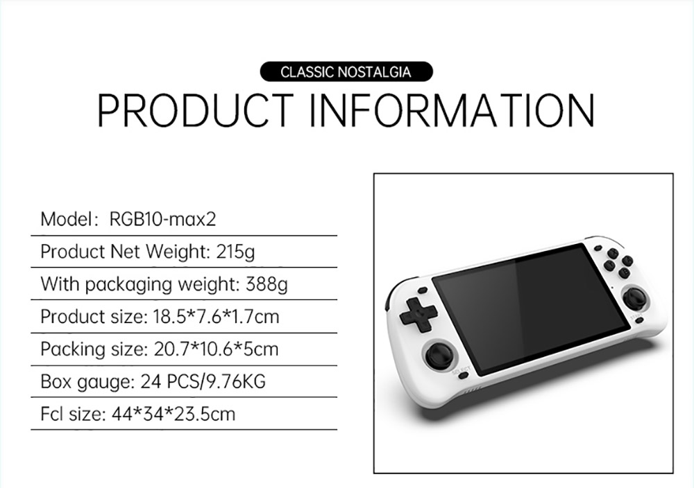 POWKIDDY RGB10 Max2 Retro Open Source System Handheld Game Console 128GB RK3326 5.0-Inch IPS Screen 3D Rocker Gift White
