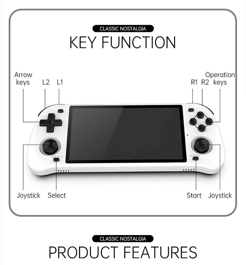 POWKIDDY RGB10 Max2 Retro Open Source System Handheld Game Console 128GB RK3326 5.0-Inch IPS Screen 3D Rocker Gift White