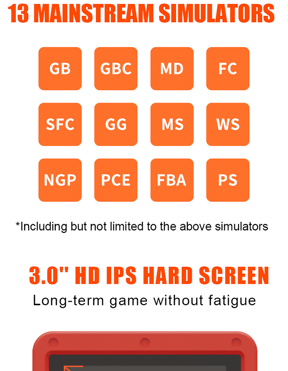 Powkiddy V90 3-Inch IPS Screen Flip Handheld Game Console 16GB Retro Dual Open System16 Simulators Kids Gift - Yellow