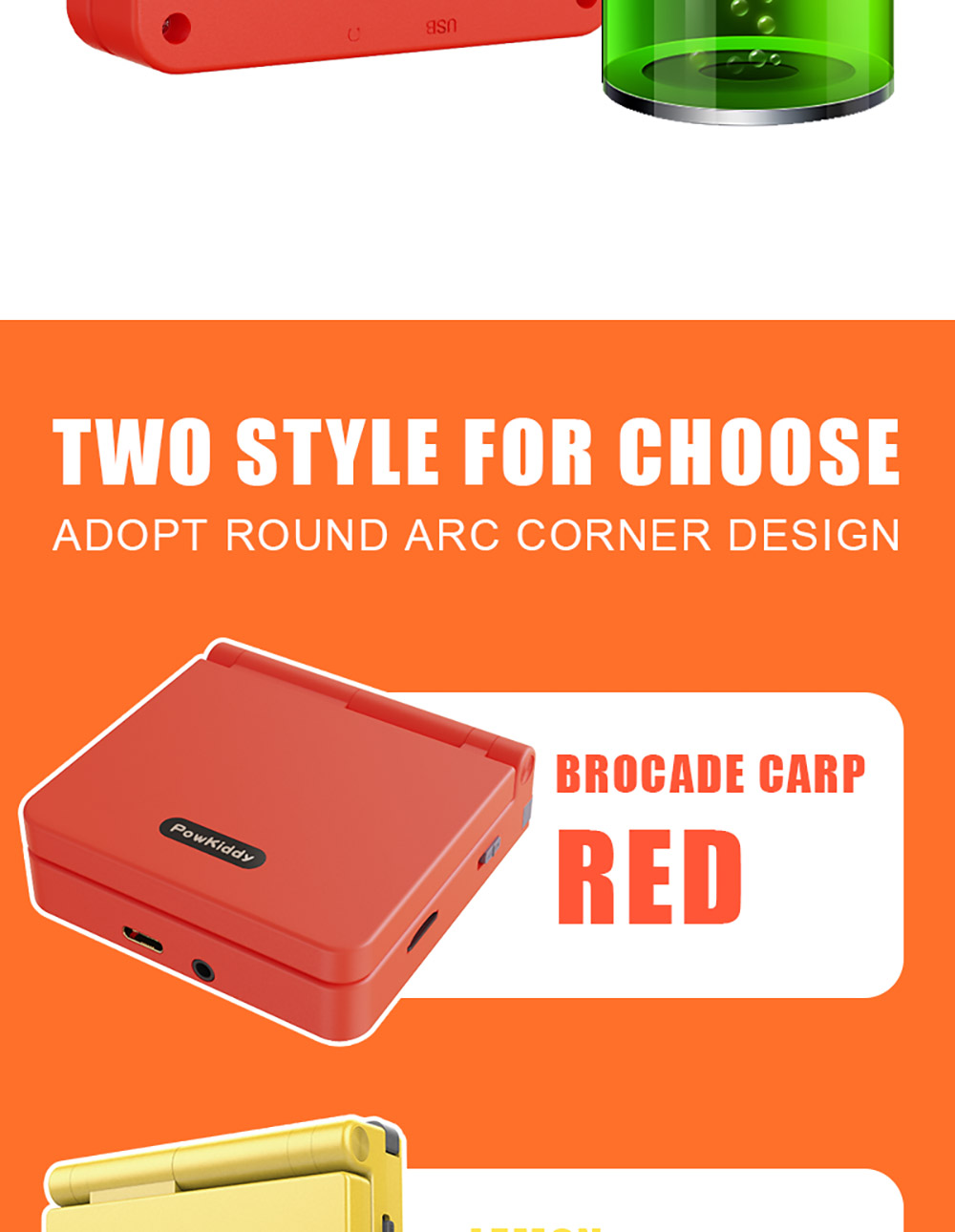 Powkiddy V90 3-Inch IPS Screen Flip Handheld Game Console 16GB Retro Dual Open System16 Simulators Kids Gift - Yellow