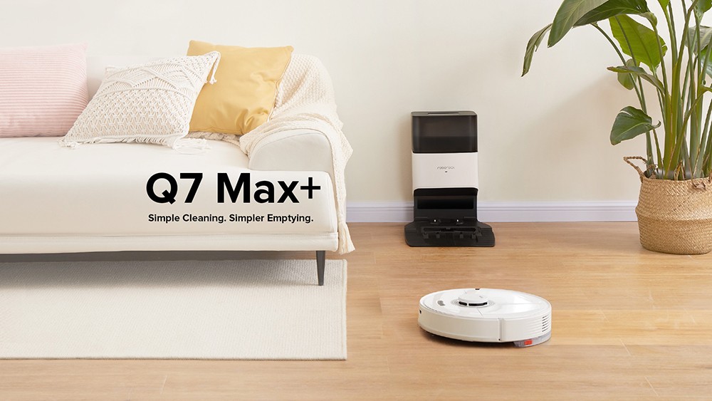 Roborock Q7 Max+ Robot Vacuum Cleaner with Auto-Empty Dock Pure Self Dust Emptying Recharging Dock LiDAR Navigation 4200Pa Suction with 470ml Dustbin 350ml Water Tank 5200mAh Battery APP Control - White