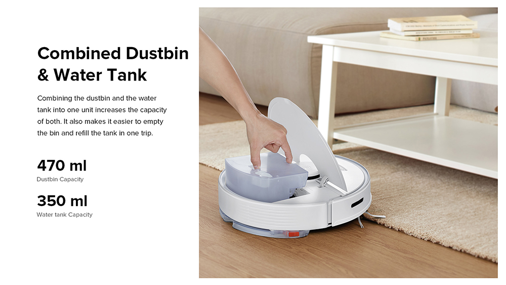 Roborock Q7 Max+ Robot Vacuum Cleaner with Auto-Empty Dock Pure Self Dust Emptying Recharging Dock LiDAR Navigation 4200Pa Suction with 470ml Dustbin 350ml Water Tank 5200mAh Battery APP Control - White