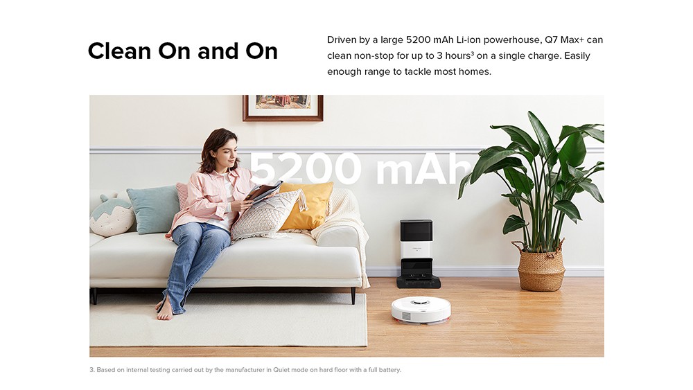 Roborock Q7 Max+ Robot Vacuum Cleaner with Auto-Empty Dock Pure Self Dust Emptying Recharging Dock LiDAR Navigation 4200Pa Suction with 470ml Dustbin 350ml Water Tank 5200mAh Battery APP Control - White