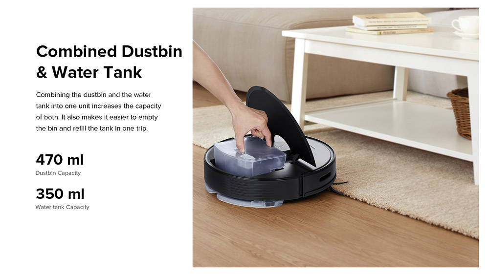 Roborock Q7 Max Robot Vacuum Cleaner 2 In 1 Vacuuming and Mopping 4200Pa Powerful Suction LDS Navigation 3D Mapping with 470ml Dustbin 350ml Water Tank 5200mAh Battery APP Control - Black