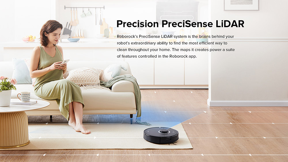 Roborock Q7 Max Robot Vacuum Cleaner 2 In 1 Vacuuming and Mopping 4200Pa Powerful Suction LDS Navigation 3D Mapping with 470ml Dustbin 350ml Water Tank 5200mAh Battery APP Control - Black